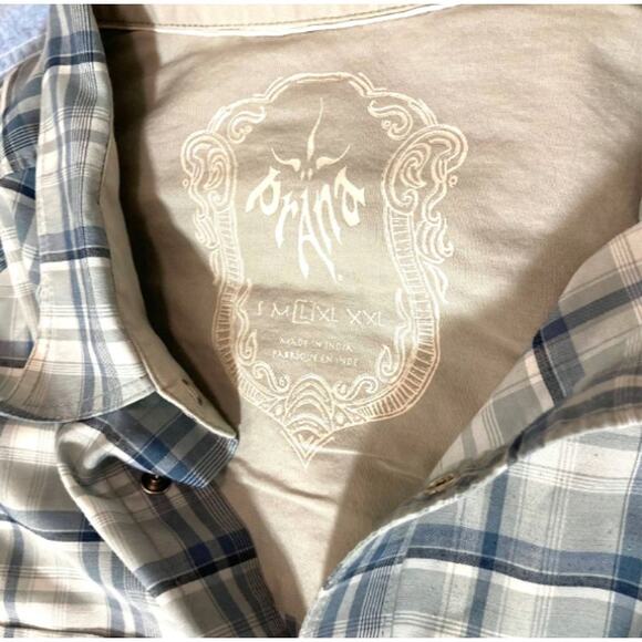PrAna Men's Blue and Gray Plaid Button Up Shirt - Large - Picture 7 of 7